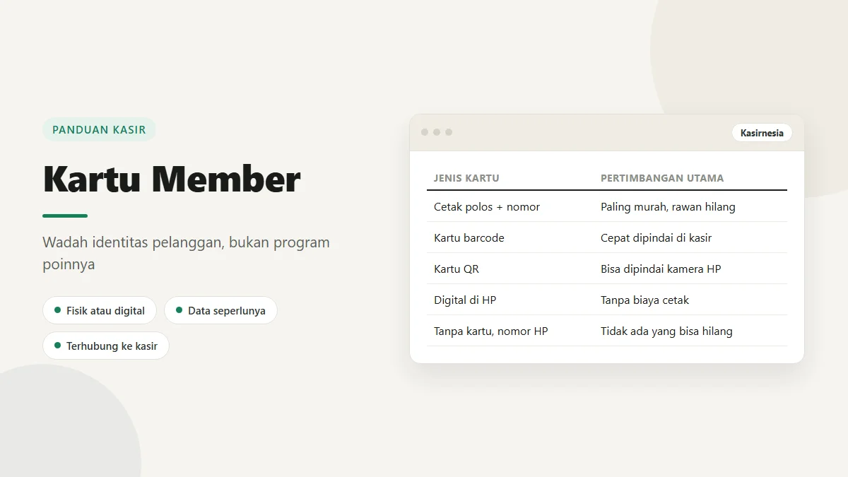 Ilustrasi kartu member untuk mencatat pelanggan toko